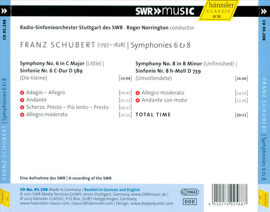 Schubert: Symphonies 6 & 8 cover art