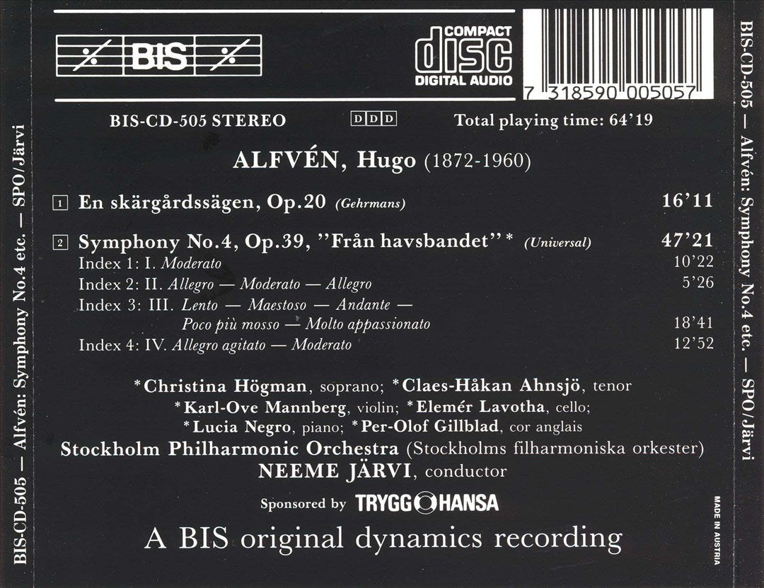 Hugo Alfvén: En Skärgårdssägen; Symphony No. 4 'Från Havsbandet' cover art
