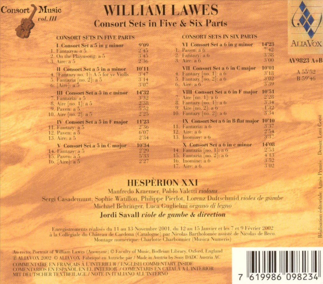 William Lawes: Consort Sets in 5 & 6 Parts cover art