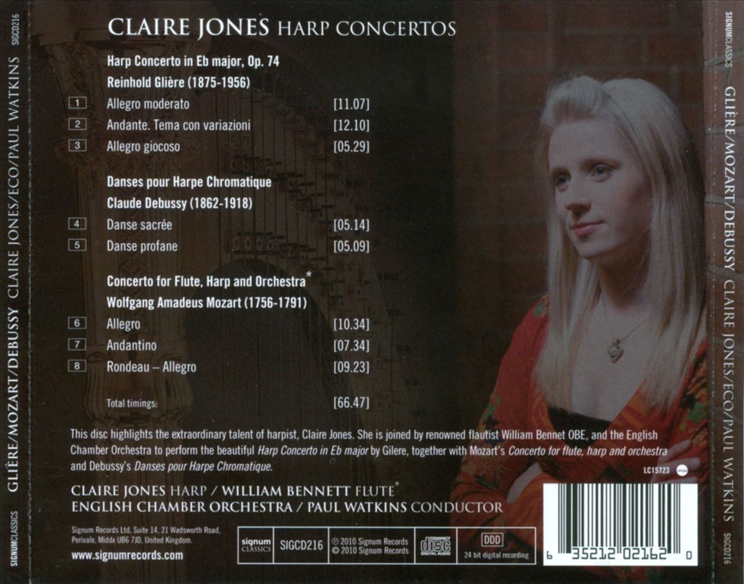 Glière, Debussy, Mozart: Harp Concertos cover art