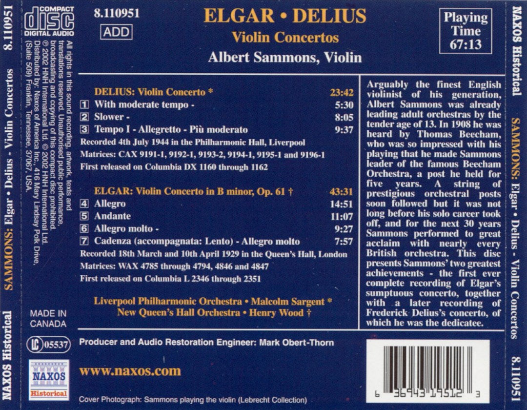Elgar & Delius: Violin Concertos cover art