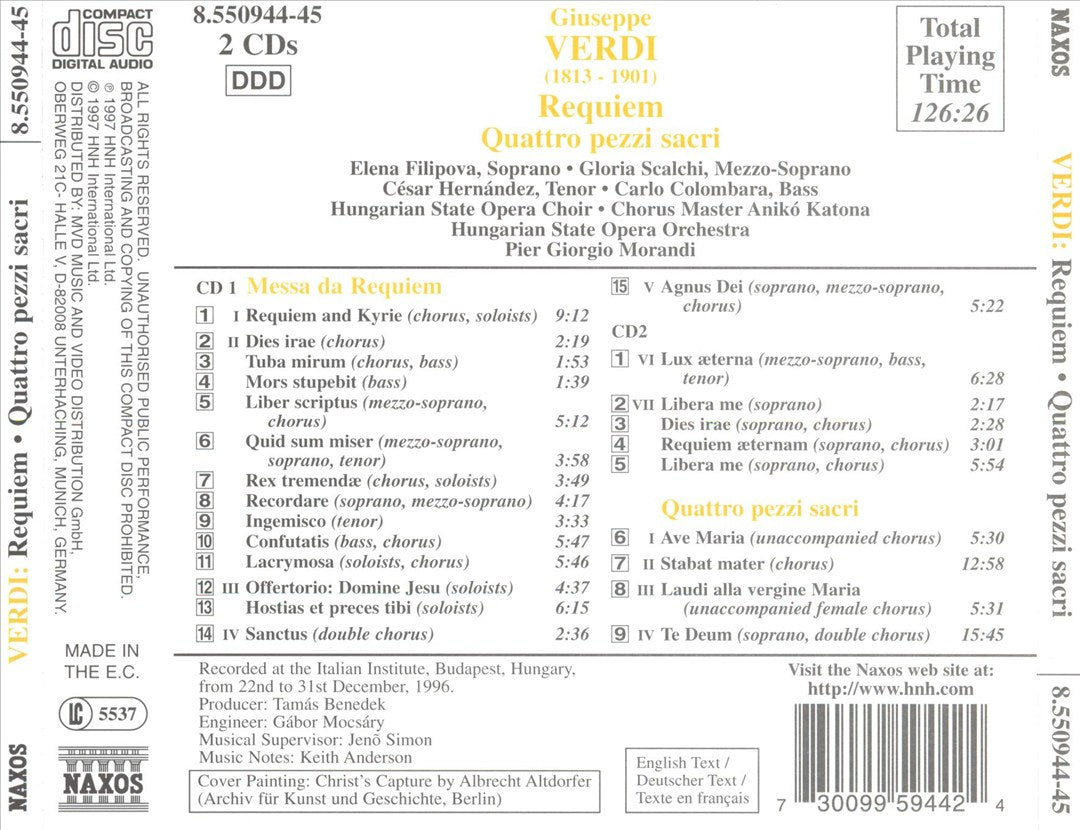 Verdi: Requiem; Quattro Pezzi Sacri cover art