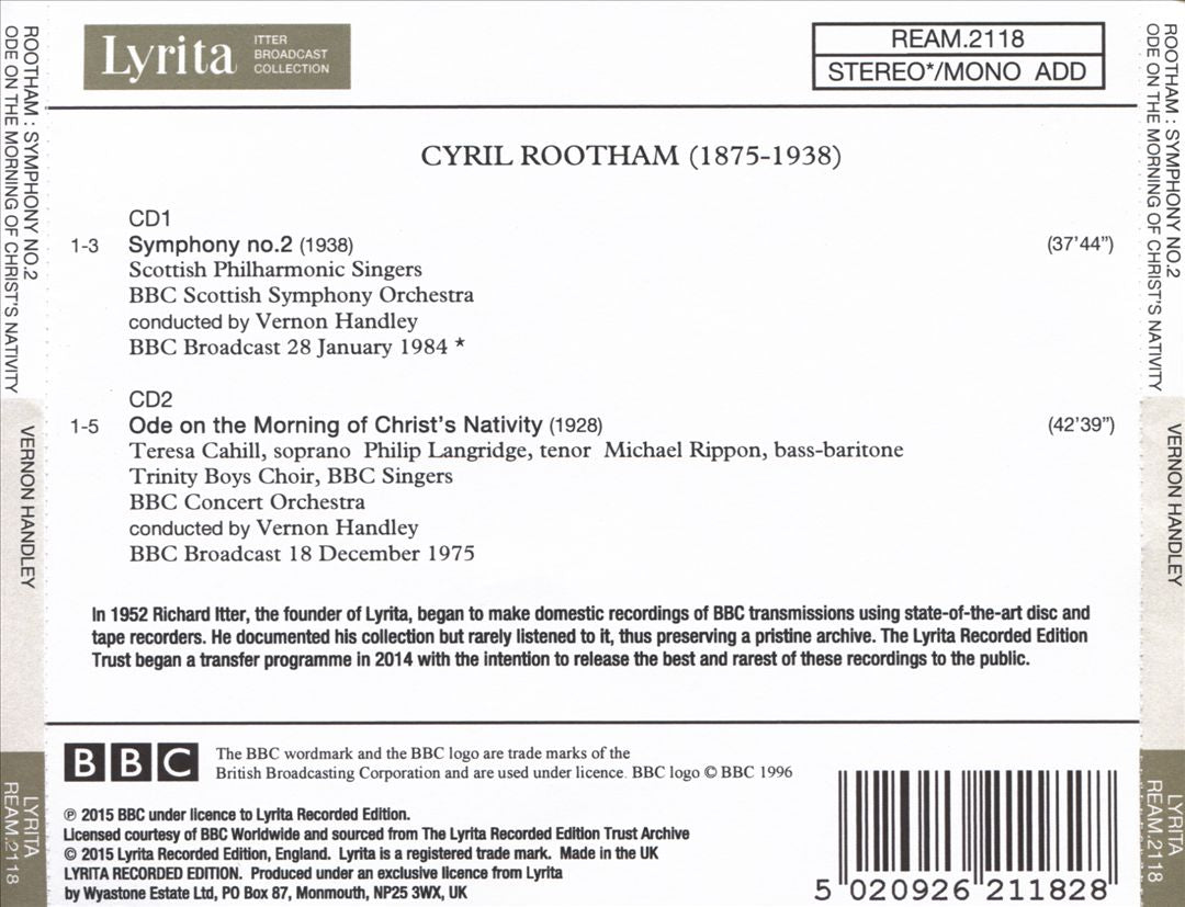 Cyril Rootham: Symphony No. 2; Ode on the Morning of Christ's Nativity cover art