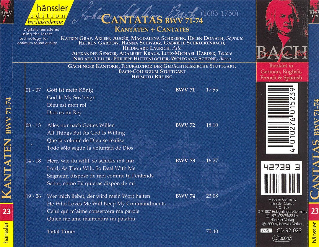Bach: Cantatas, BWV 71-74 cover art