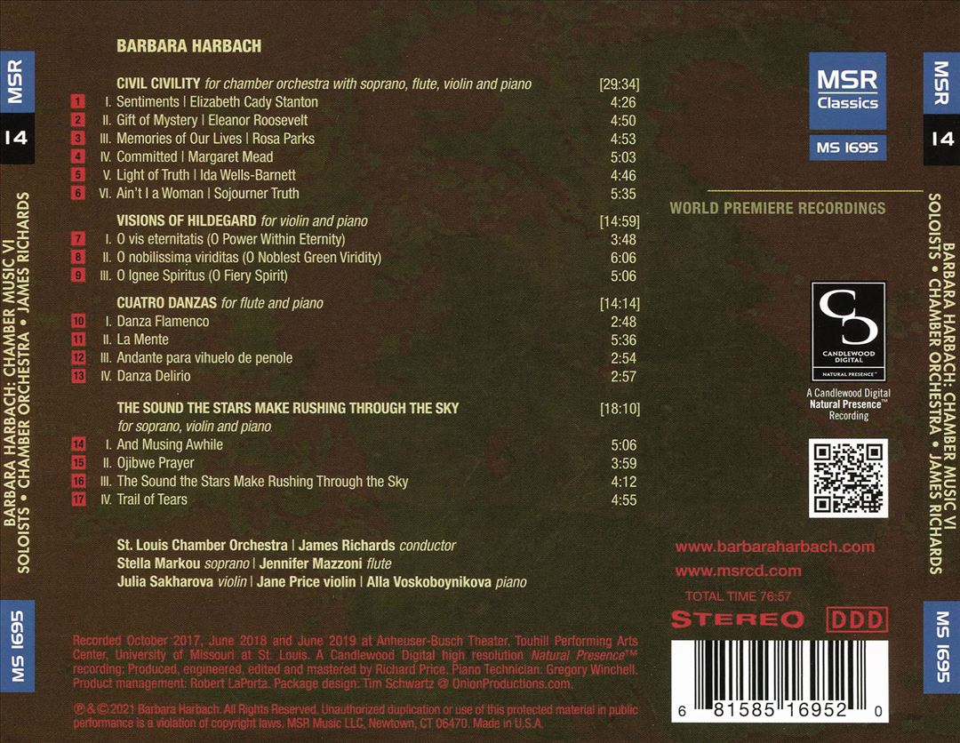 Music of Barbara Harbach, Vol. 14: Chamber Music VI - The Sound the Stars Make Rushing Through the Sky cover art