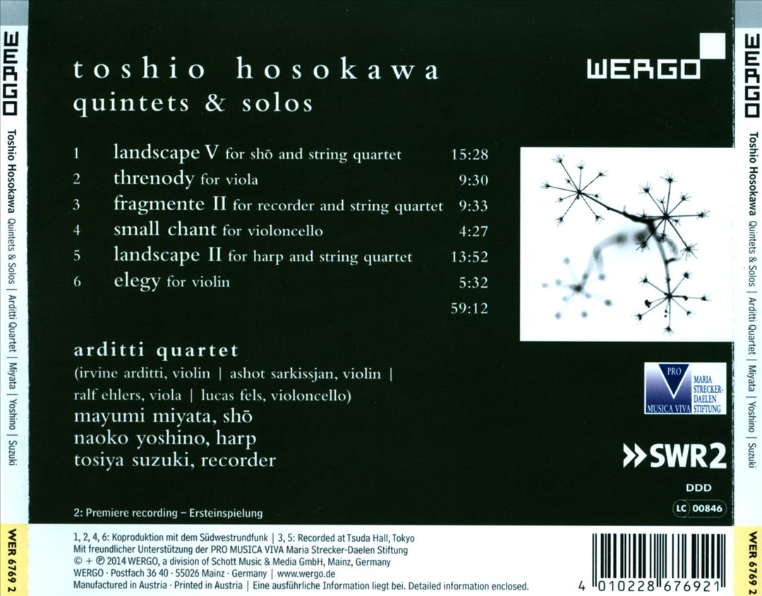 Toshio Hosokawa: Quintets; Solos cover art