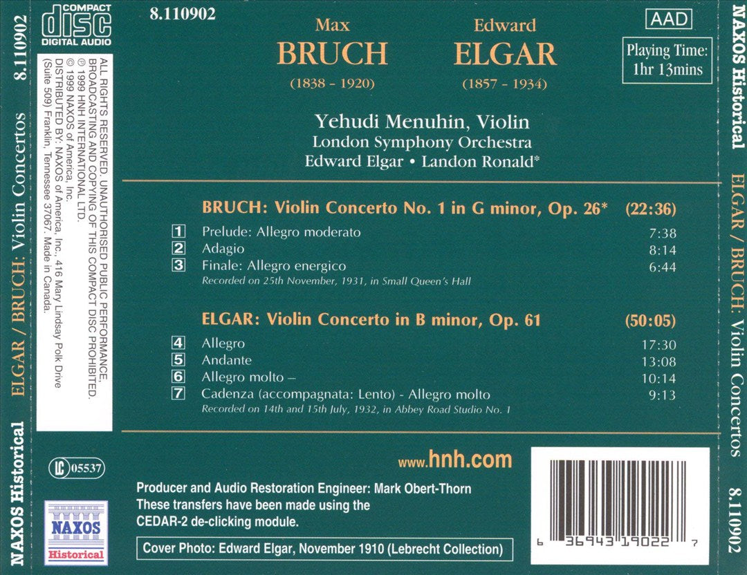 Elgar, Bruch: Violin Concertos cover art