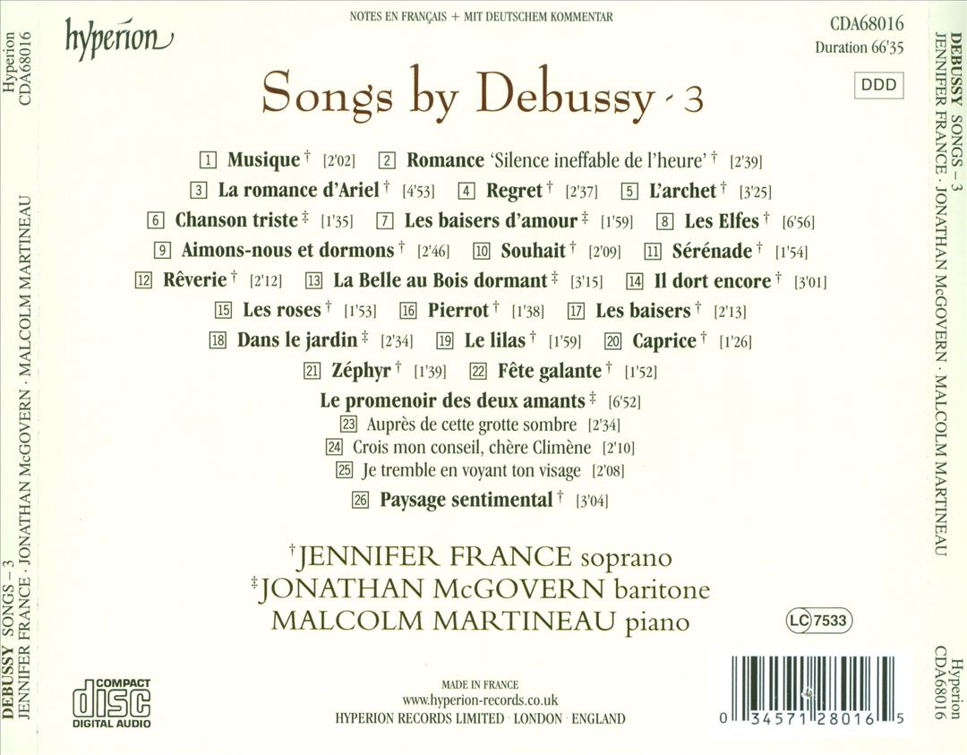 Debussy: Songs, Vol. 3 cover art