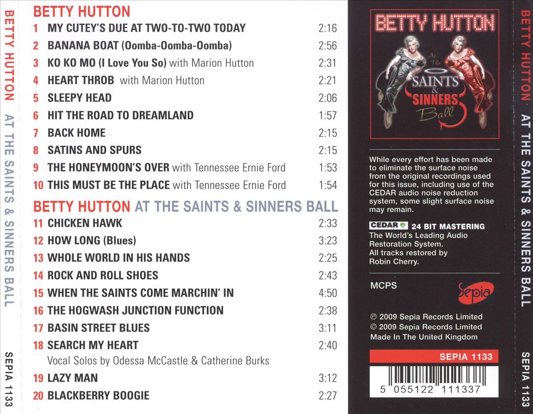 Betty Hutton at the Saints and Sinners Ball cover art