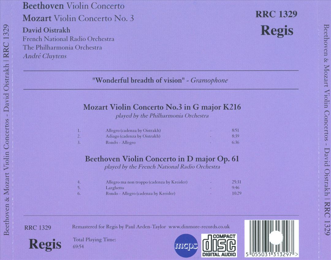 Beethoven: Violin Concerto; Mozart: Violin Concerto No. 3 cover art