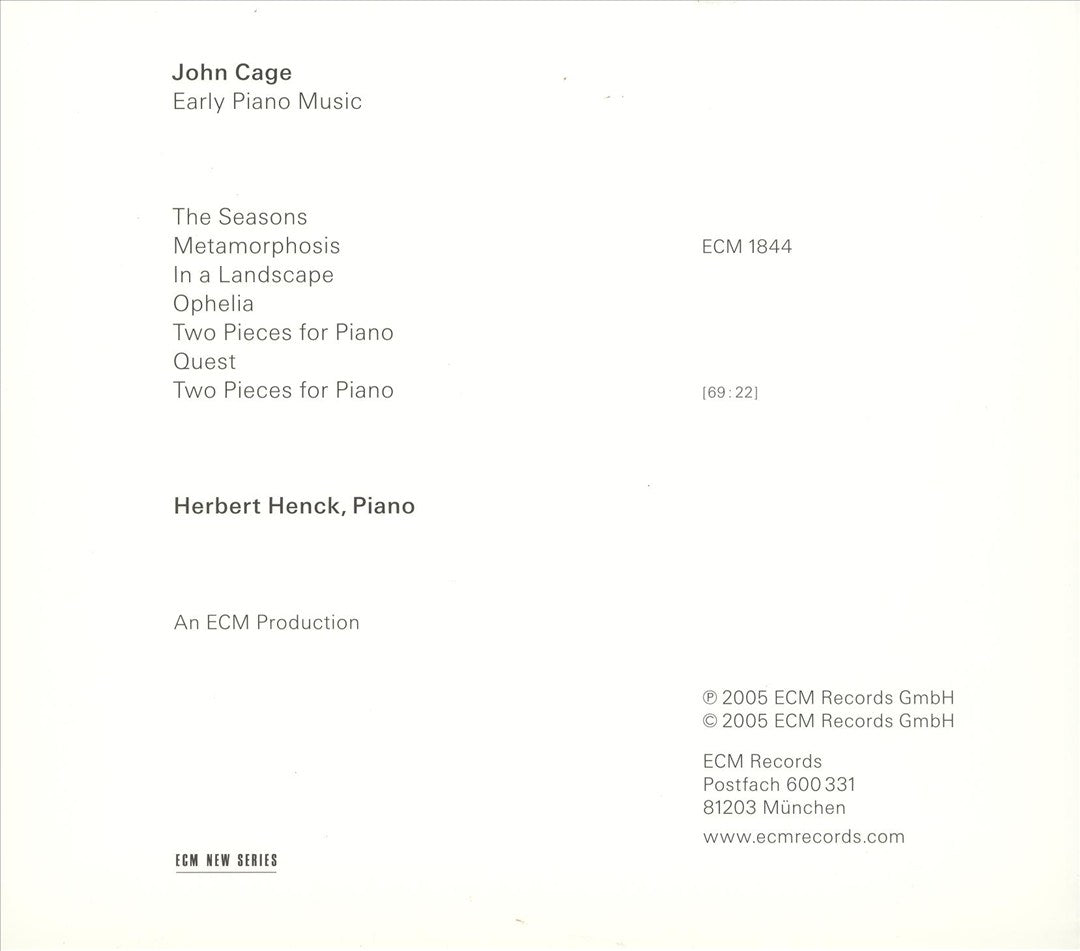 John Cage: Early Piano Music cover art