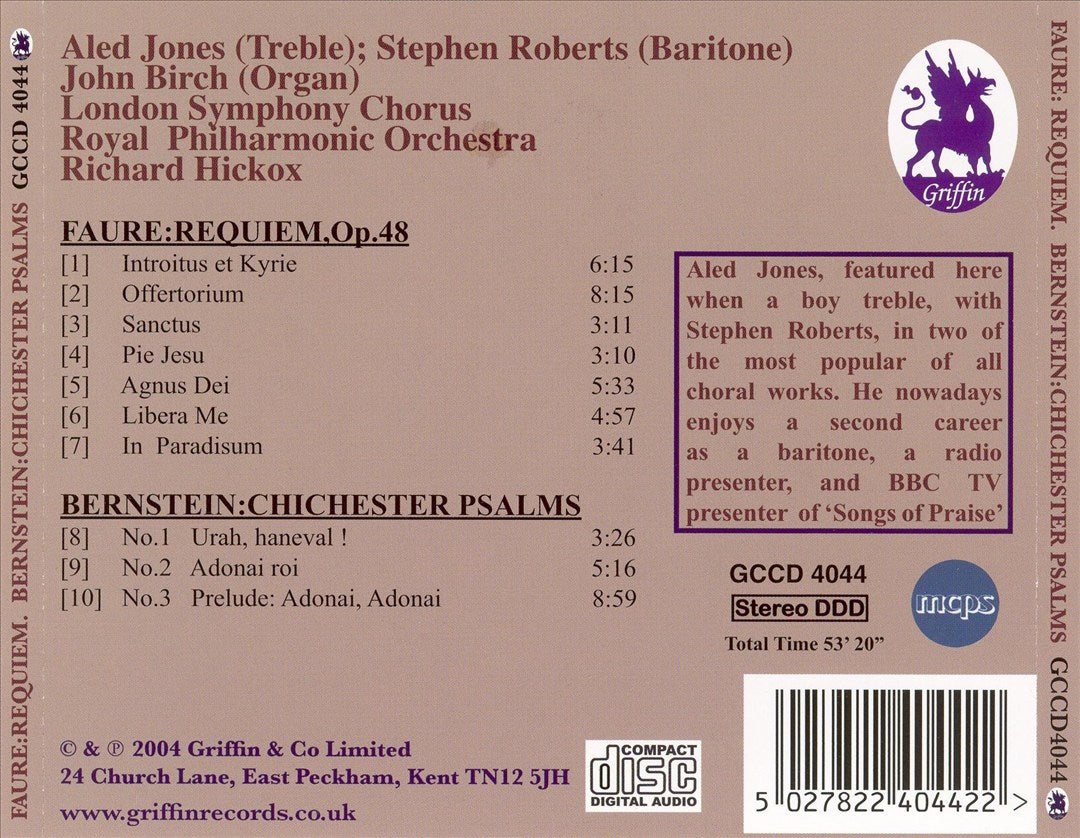 Fauré: Requiem; Bernstein: Chichester Psalms cover art