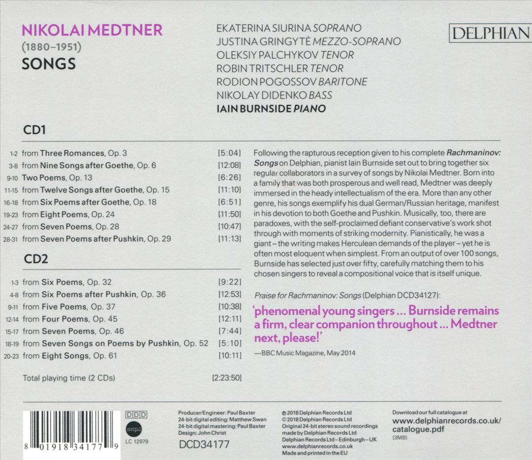 Medtner: Songs cover art