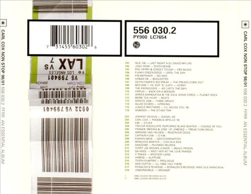 Carl Cox Non Stop '98 cover art