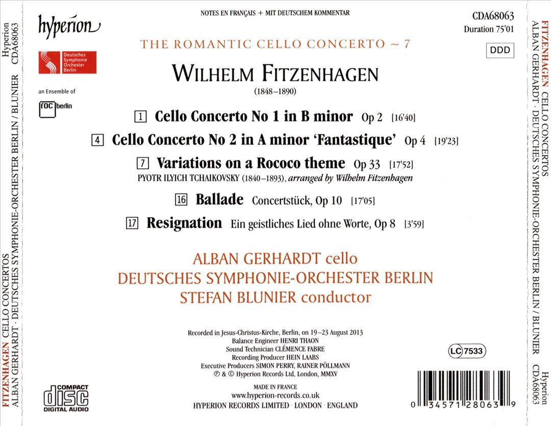 Romantic Cello Concerto, Vol. 7: Fitzenhagen, Tchaikovsky cover art