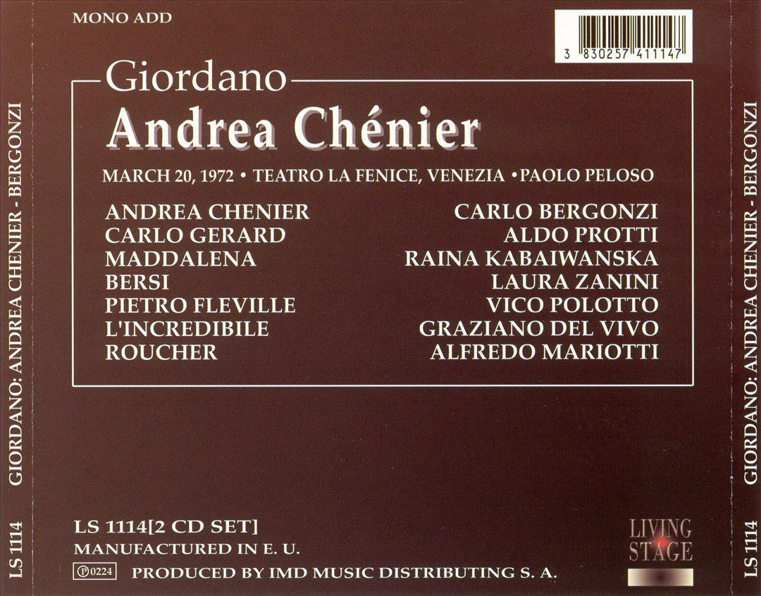 Giordano: Andrea Chenier cover art