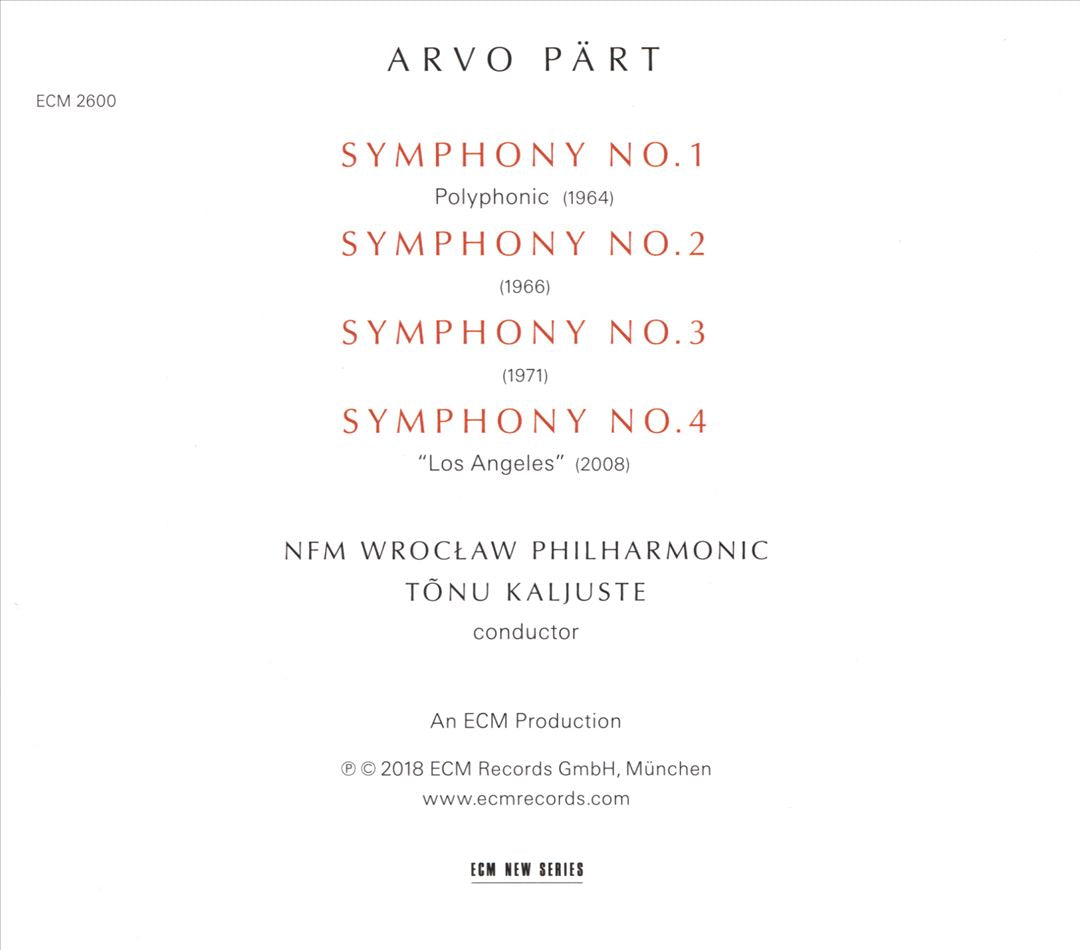 Arvo Pärt: The Symphonies cover art