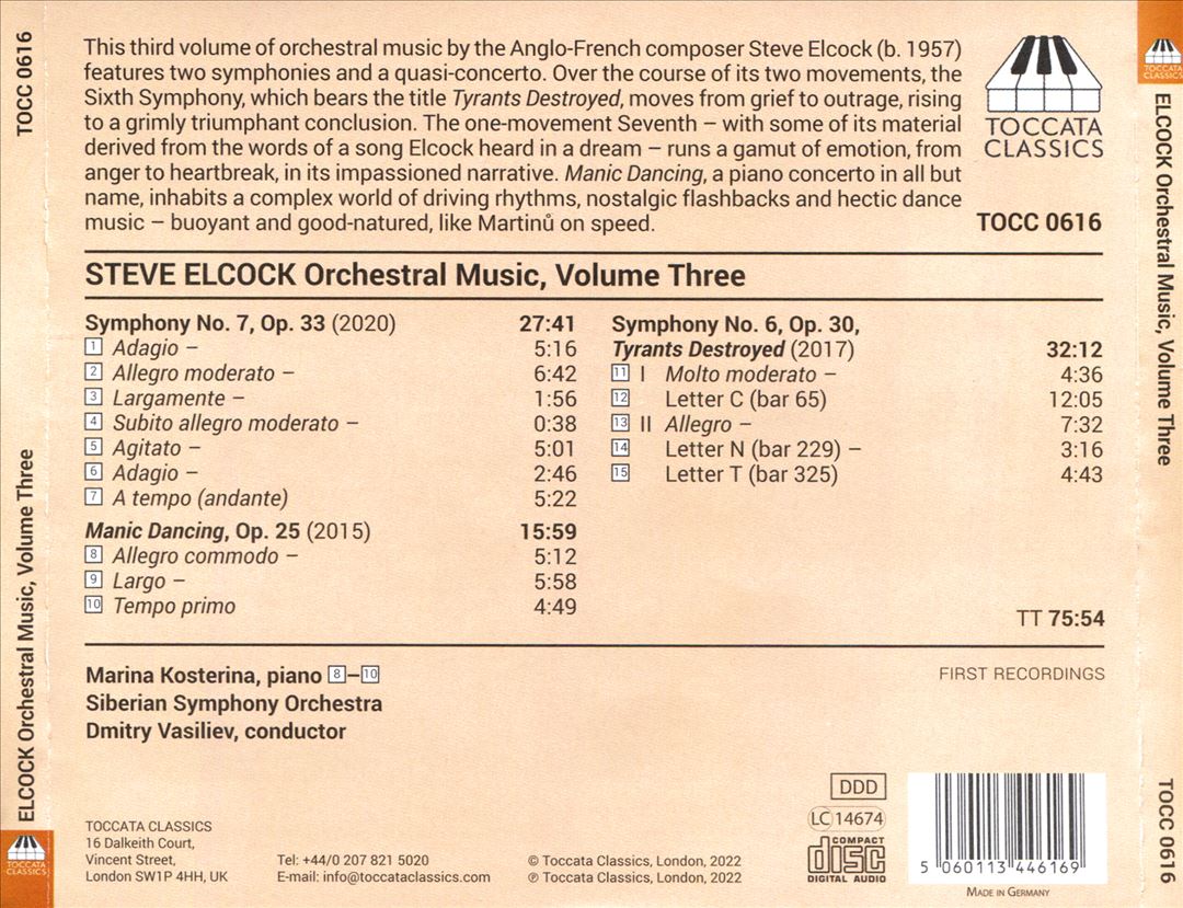 Steve Elcock: Orchestral Music, Vol. 3 cover art