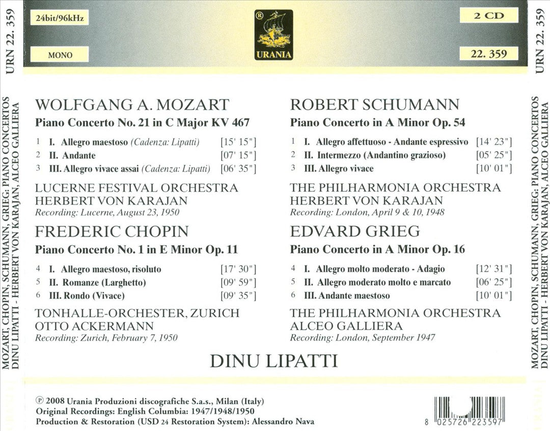 Mozart, Chopin, Schumann, Grieg: Piano Concertos cover art