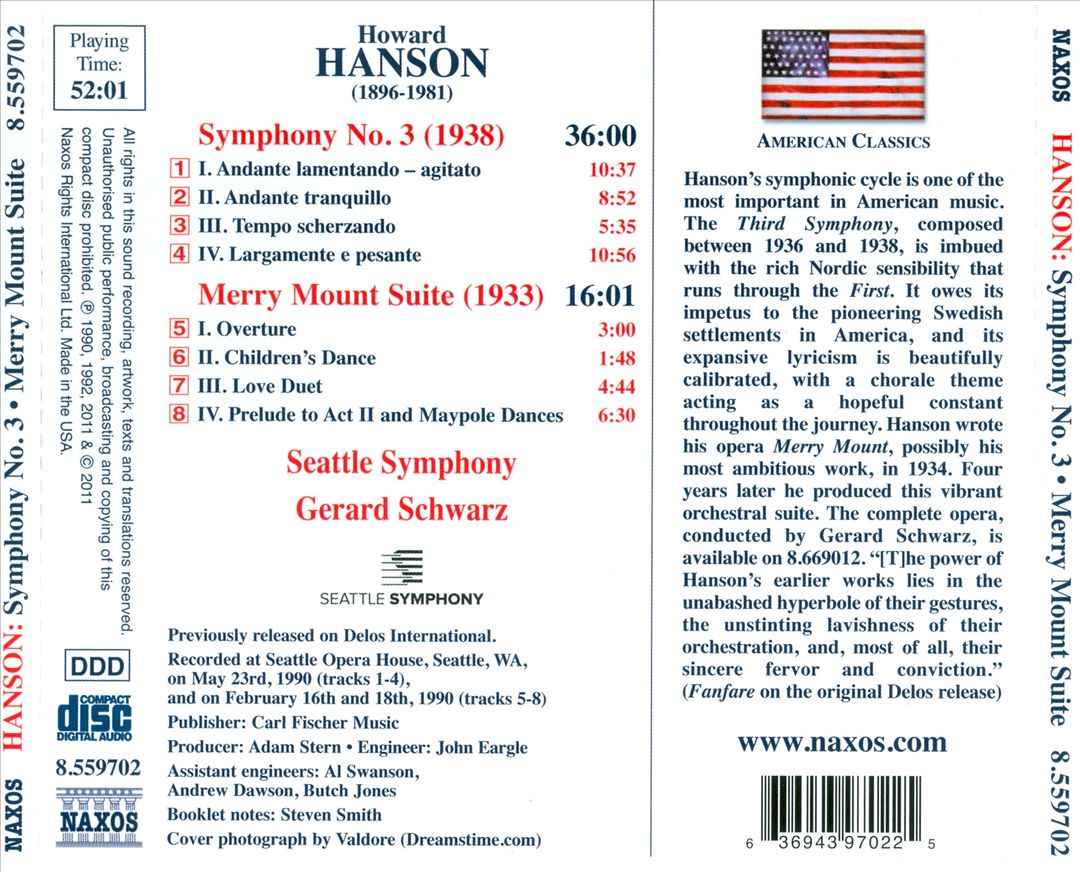 Howard Hanson: Symphony No. 3 cover art
