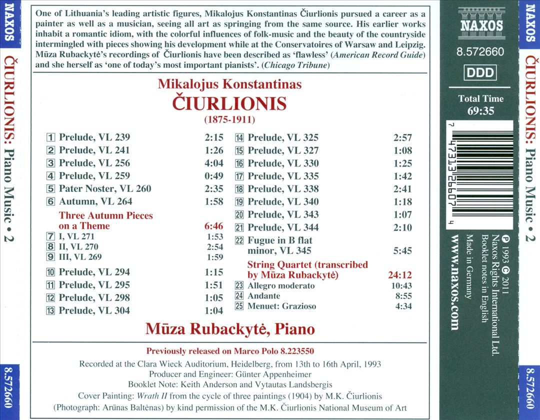 M.K. Ciurlionis: Piano Music, Vol. 2 cover art
