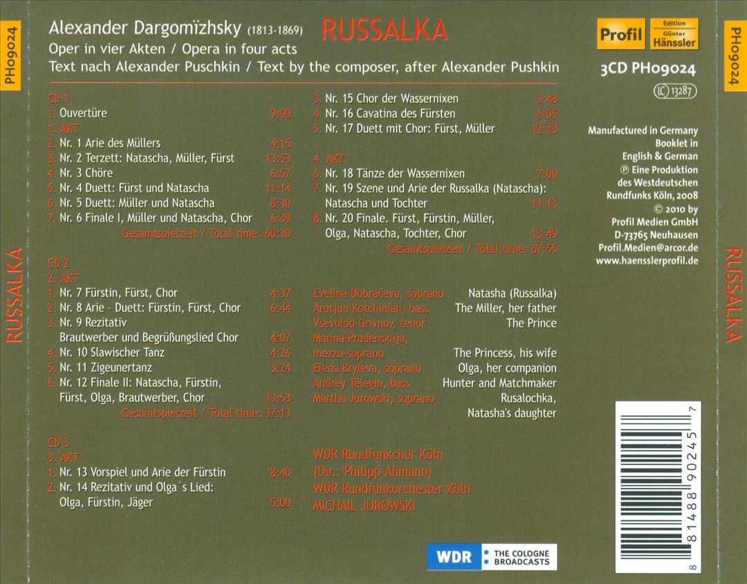 Alexander Dargomïzhsky: Rusalka cover art