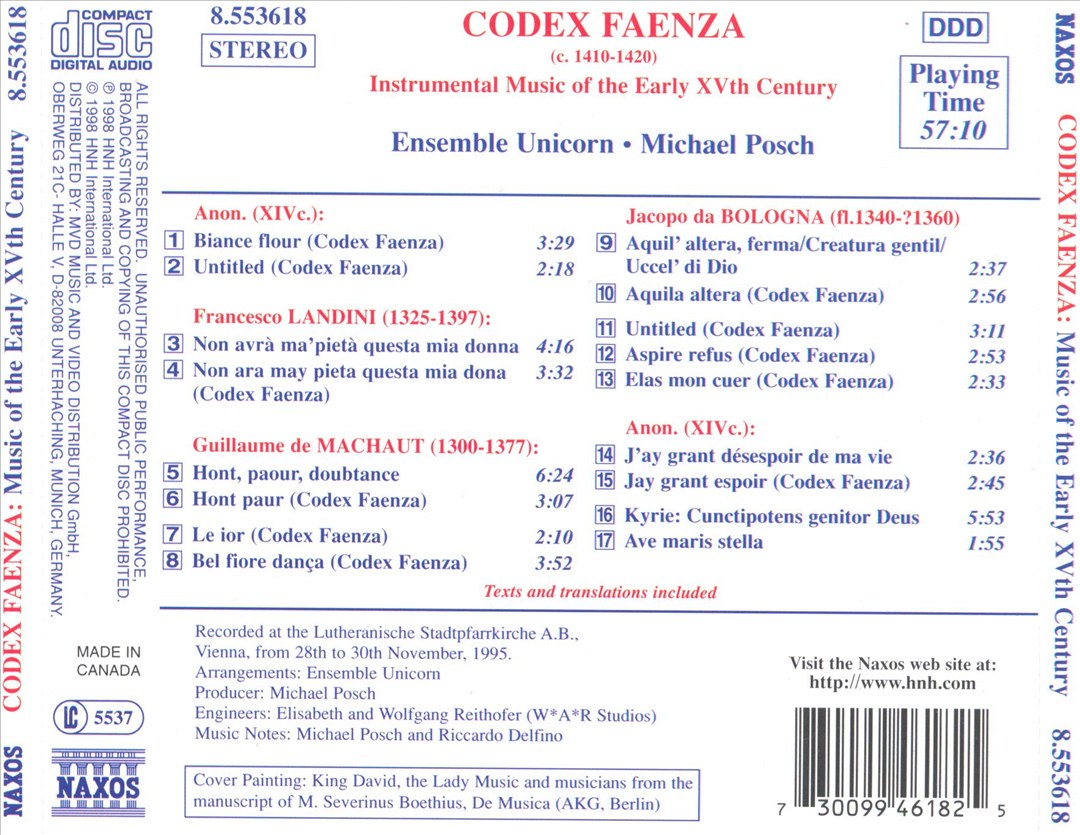 Codex Faenza: Instrumental Music of the Early 15th Century cover art