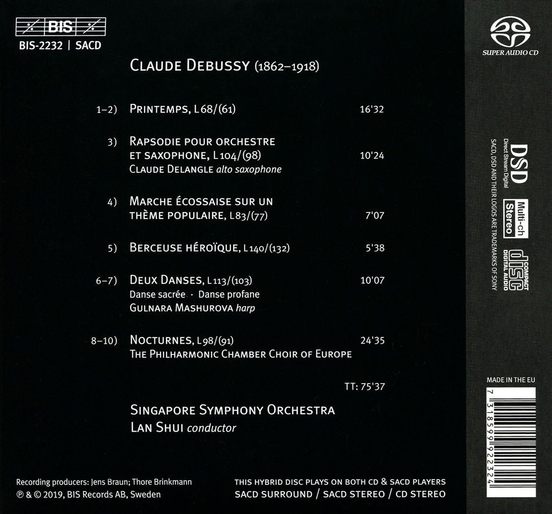 Debussy: Nocturnes; Printemps; Rapsodie pour orchestre et saxophone; Danses sacrée et profane cover art