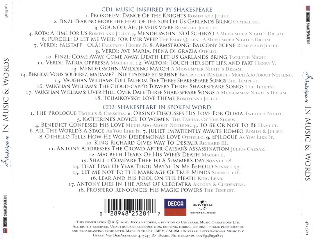Shakespeare in Music & Words cover art