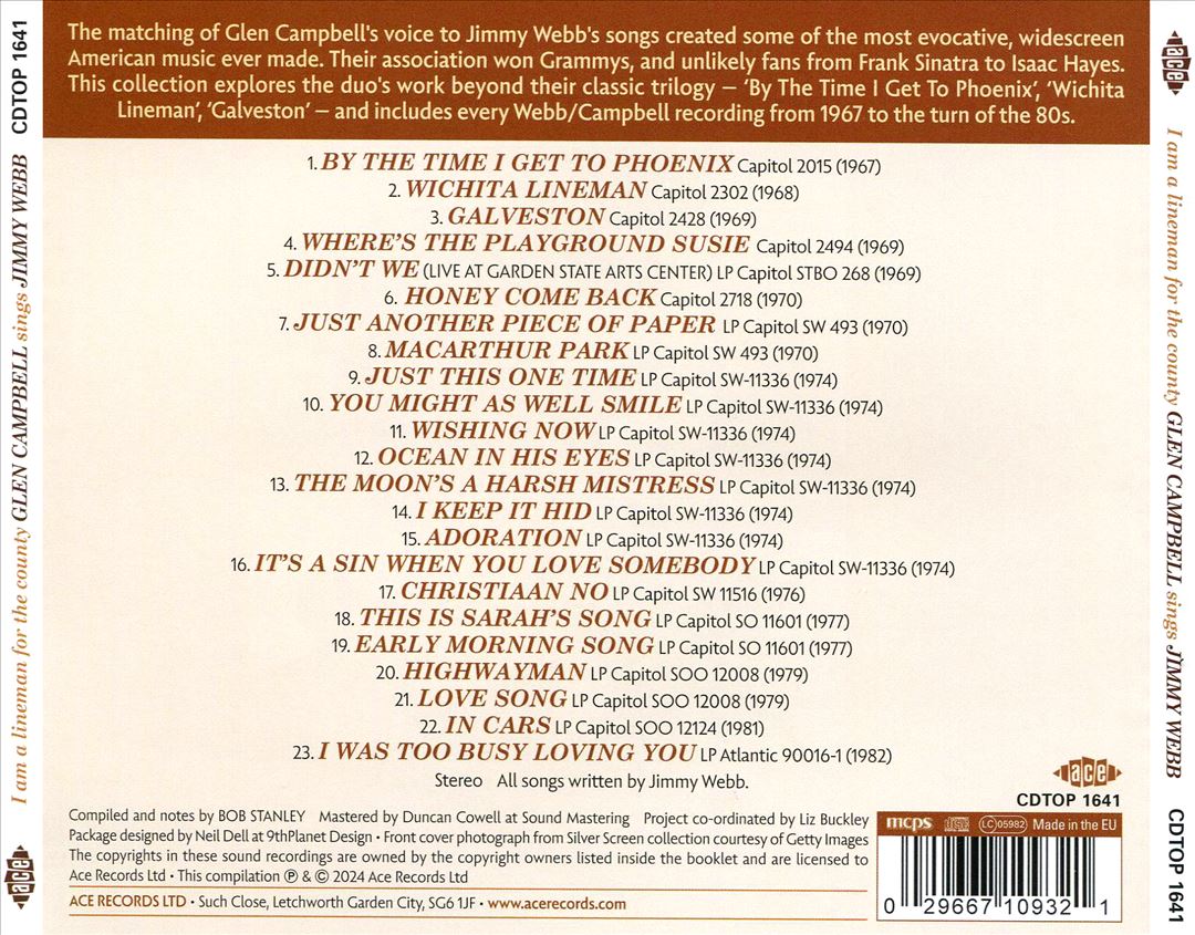 I Am a Lineman for the County: Glen Campbell Sings Jimmy Webb cover art