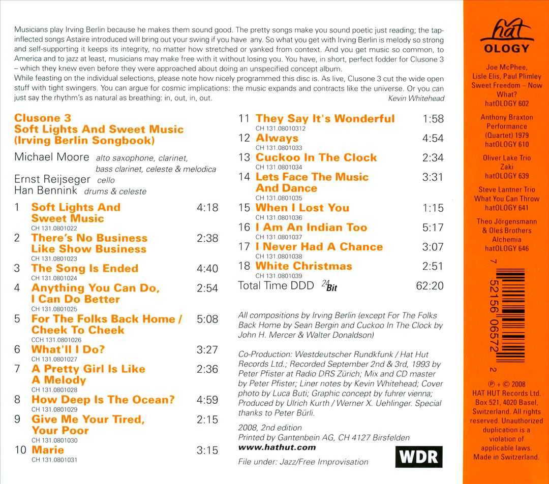 Soft Lights and Sweet Music: Clusone Trio Plays the Music of Irving Berlin [Bonus Track cover art
