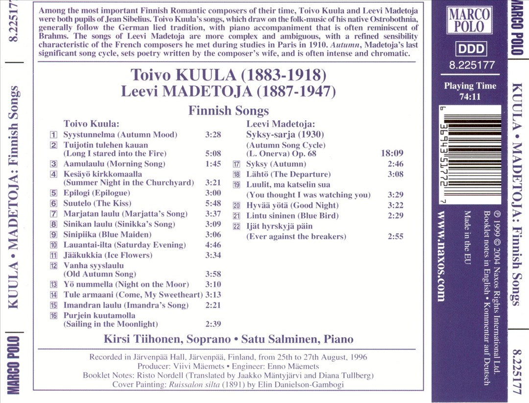 Toivo Kuula, Leevi Madetoja: Finnish Songs cover art
