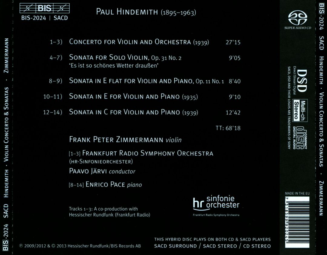 Hindemith: Violin Sonatas & Concerto cover art