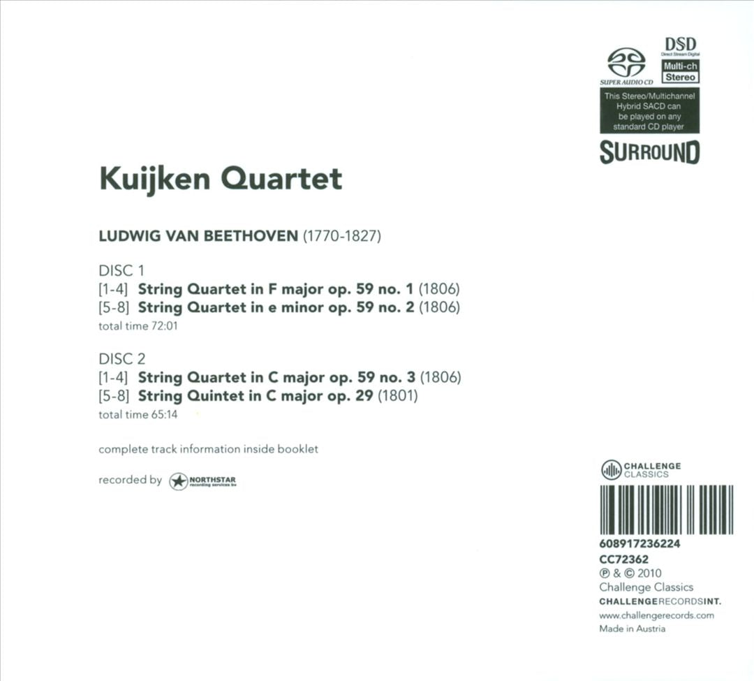 Beethoven: String Quartets, Op. 59 'Razumovsky'; String Quintet, Op. 29 cover art