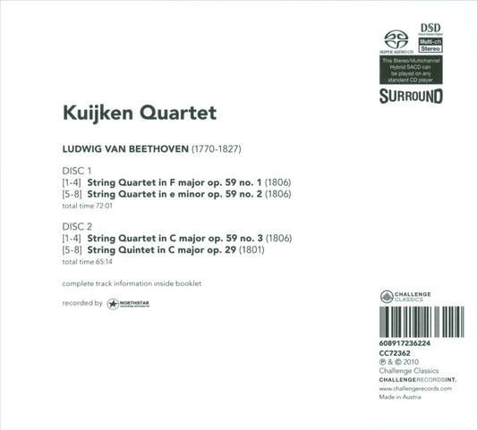 Beethoven: String Quartets, Op. 59 'Razumovsky'; String Quintet, Op. 29 cover art