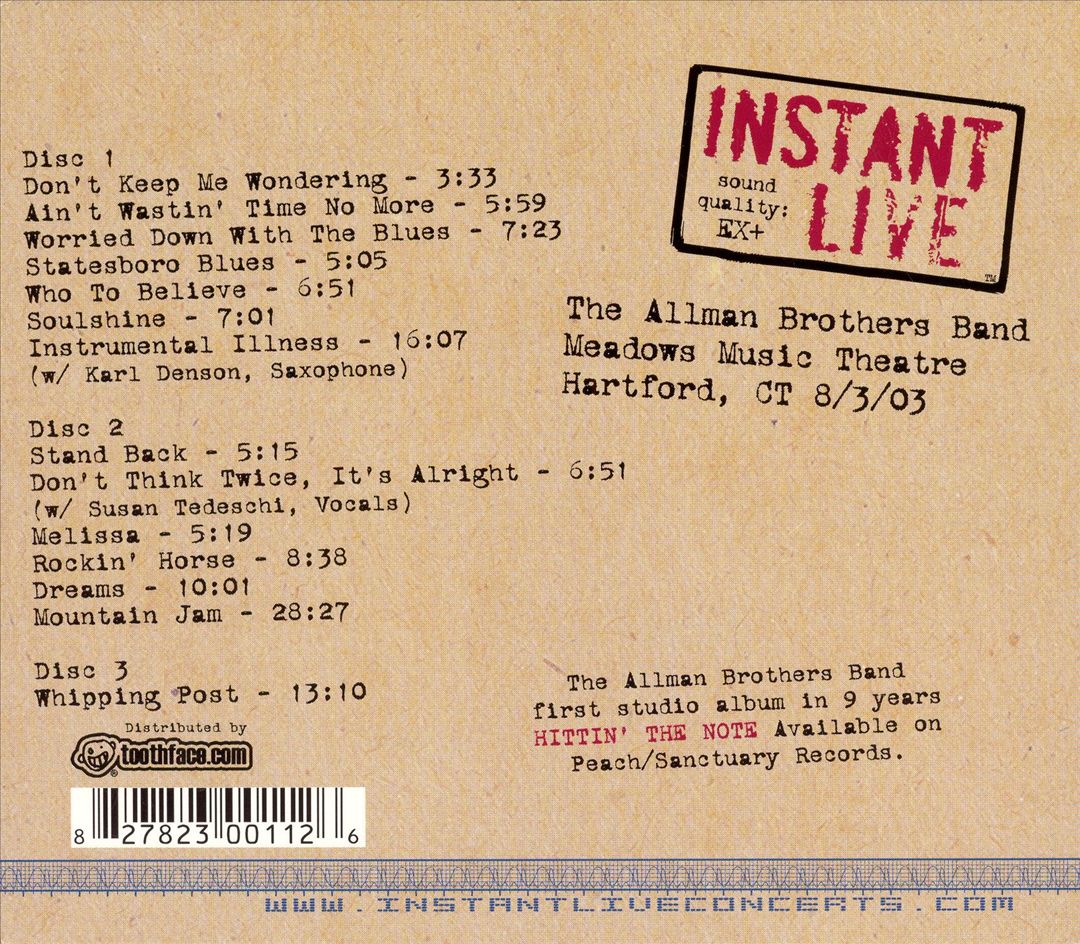 Instant Live: Meadows Music Theatre - Hartford, CT, 8/3/03 cover art