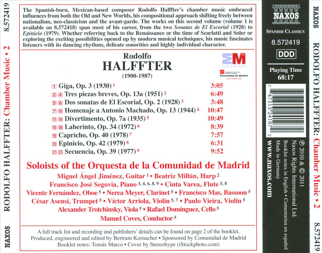 Rodolfo Halffter: Chamber Music, Vol. 2 cover art