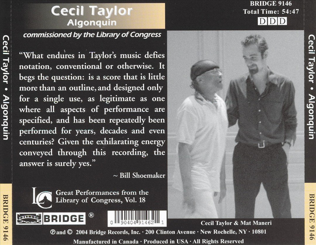 Cecil Taylor: Algonquin cover art