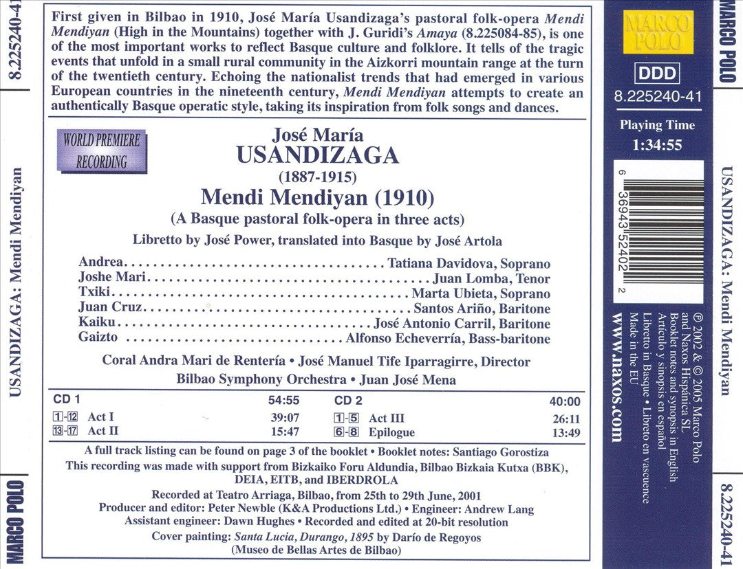 Usandizaga: Mendi Mendiyan cover art
