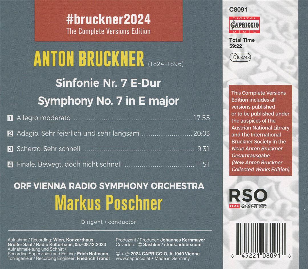 Bruckner: Symphony #7 cover art