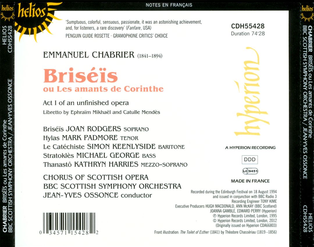 Emmanuel Chabrier: Briséïs cover art