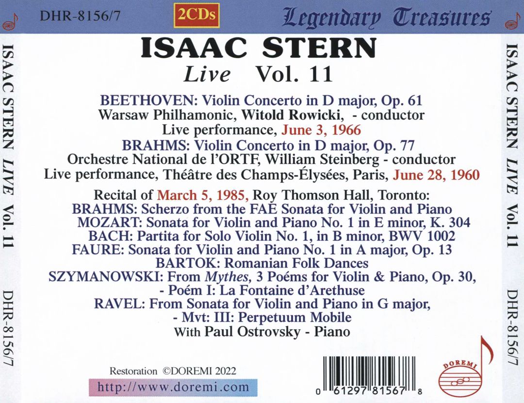 Isaac Stern Live, Vol. 11 cover art