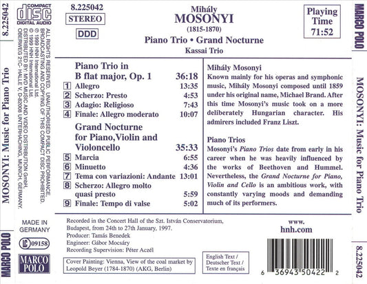 Mosonyi: Piano Trio in B Flat Major Op. 1 cover art