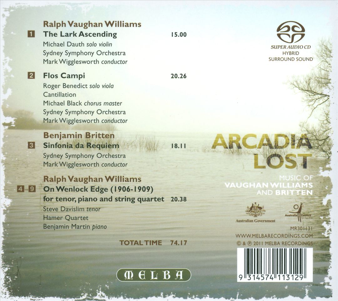 Arcadia Lost: Music of Vaughan Williams and Britten cover art