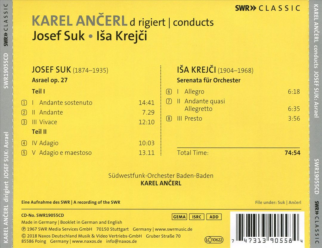 Karel Ancerl conducts Josef Suk, Isa Krejci cover art