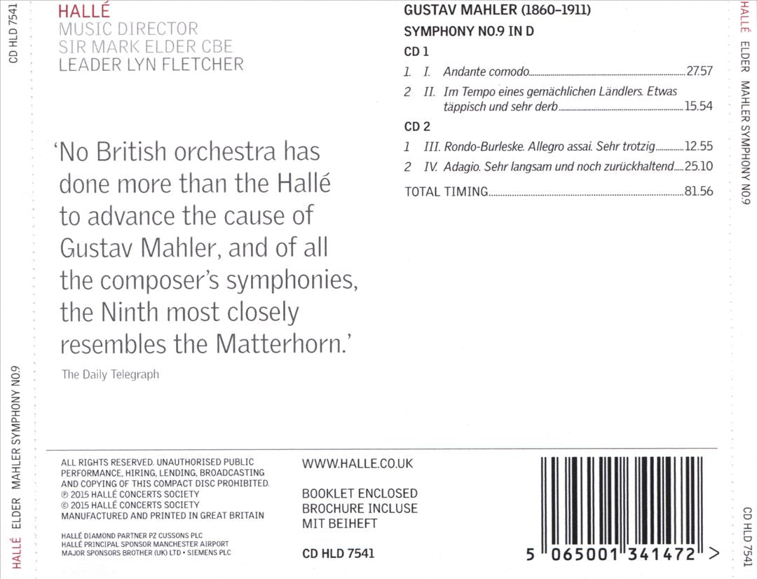 Gustav Mahler: Symphony No. 9 cover art