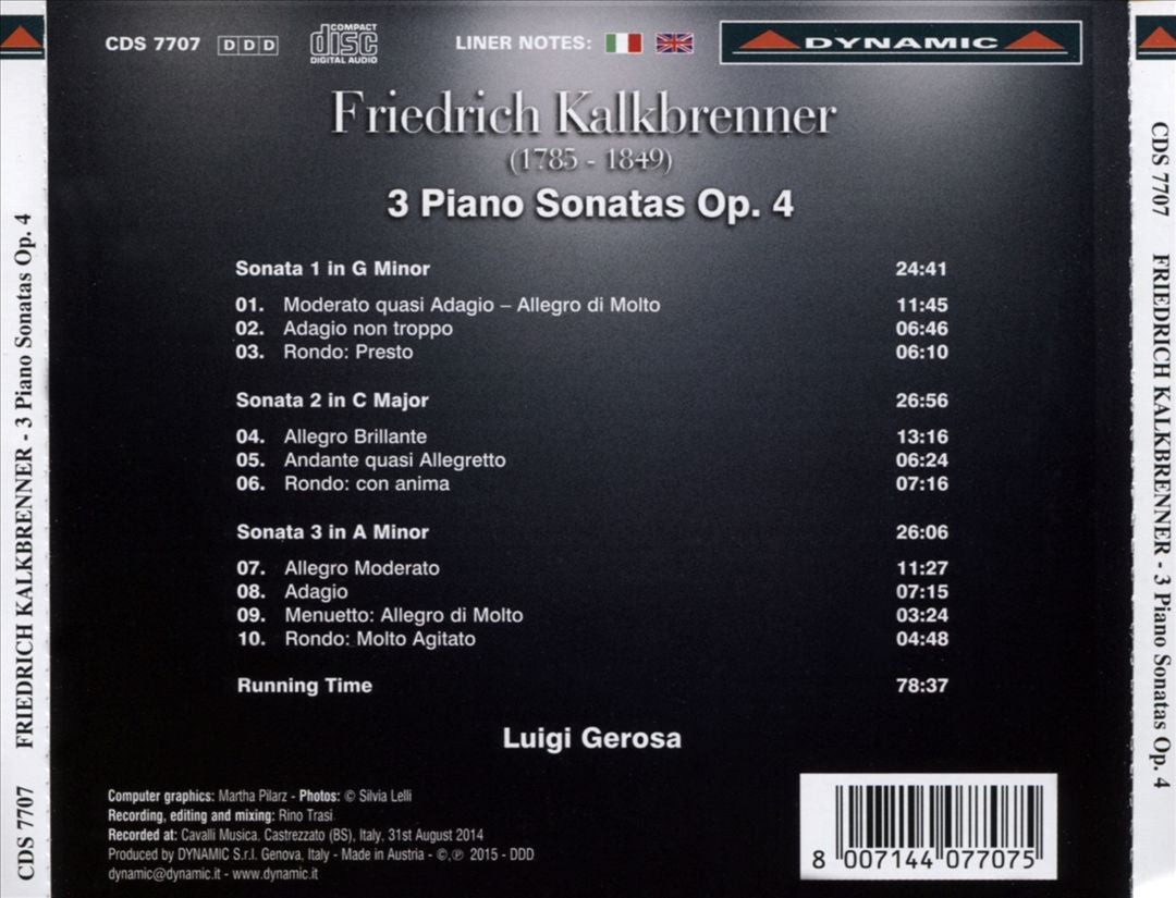 Kalkbrenner: 3 Piano Sonatas Op. 4 cover art