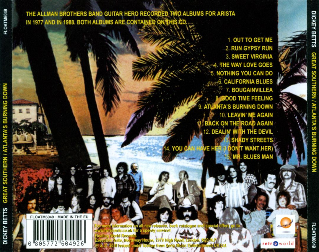 Dickey Betts & Great Southern/Atlanta's Burning Down cover art