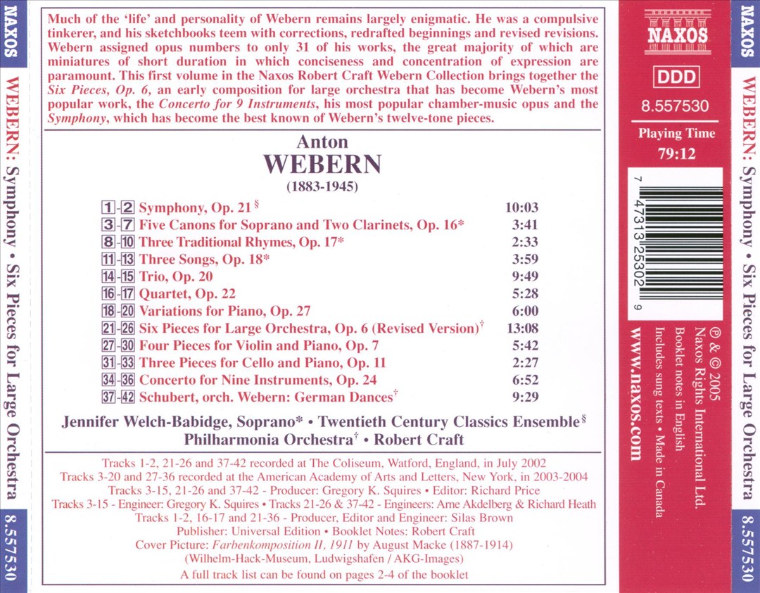 Webern: Symphony; Six Pieces; Concerto for 9 Instruments cover art
