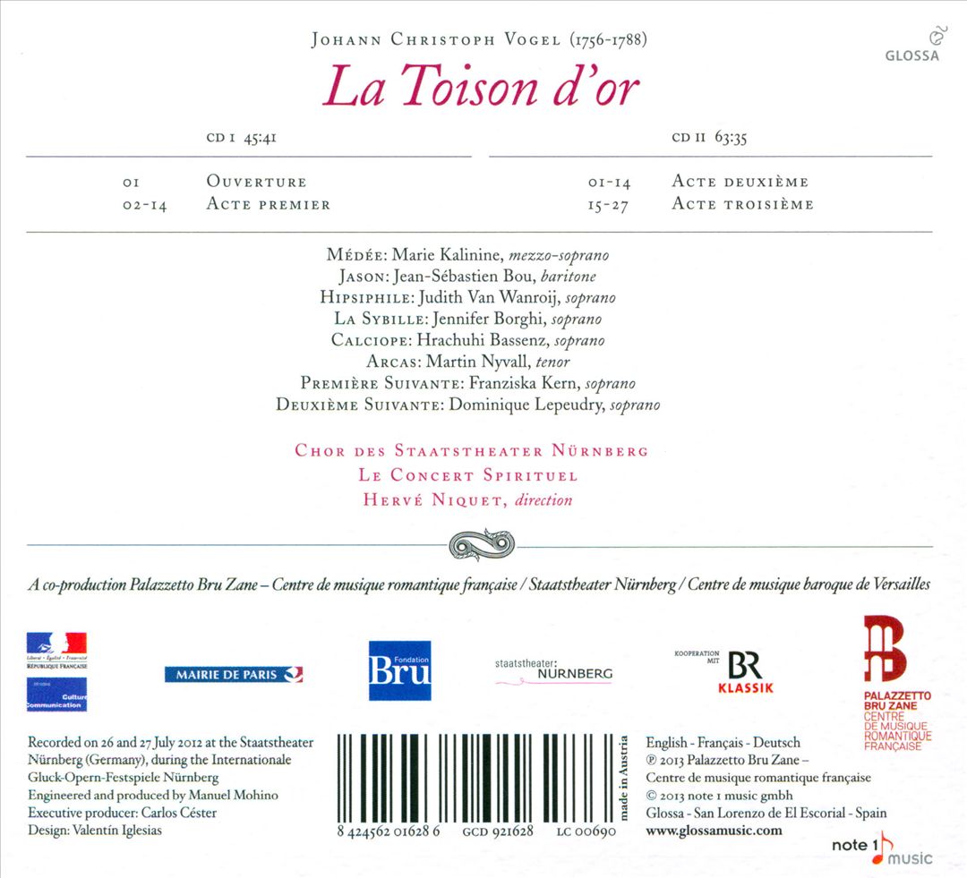 Johann Christoph Vogel: La Toison d’or cover art